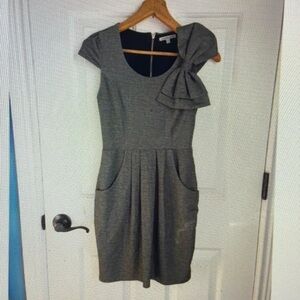 Grey Tweed Dress with Shoulder